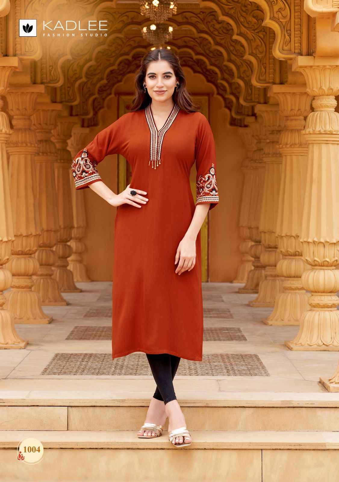 Ladlee Vol 2 By KADLEE 1001 to 1006 Series Designer Casuals Wear Collection Rayon Kurtis With Tread & Hand work At Wholesale Price